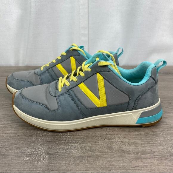 Vionic Gray With Yellow&Blue Detail Retro Vibe Rechelle Sneakers Sz.8 - Picture 6 of 15